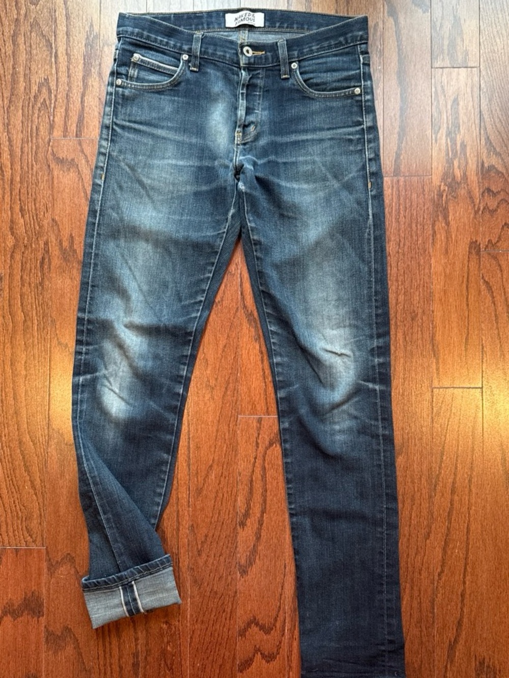 Naked and Famous Selvedge Men's Dark Blue Washed Jeans Size 32
